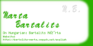 marta bartalits business card